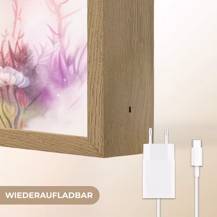 Meisje - Draak - Regenboog Light Box met batterij (Wandlamp kind) middel -USP_websiteoplaadbaarDE