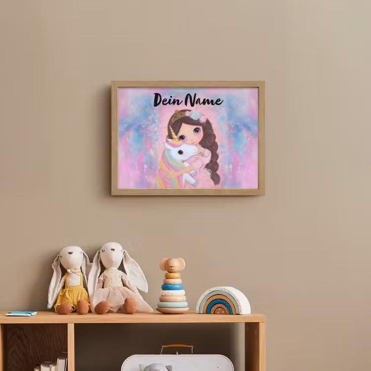 Meisje - Eenhoorn - Glitter Light Box met batterij (Wandlamp kind) middel -sfeer2_kind