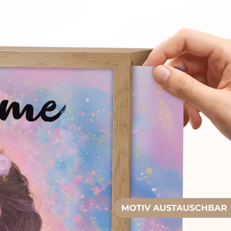 Meisje - Eenhoorn - Glitter Light Box met batterij (Wandlamp kind) middel -USP_websiteprintDE