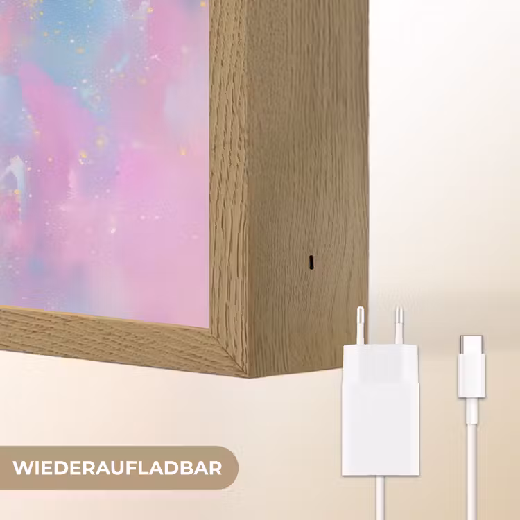 Meisje - Eenhoorn - Glitter Light Box met batterij (Wandlamp kind) middel -USP_websiteoplaadbaarDE