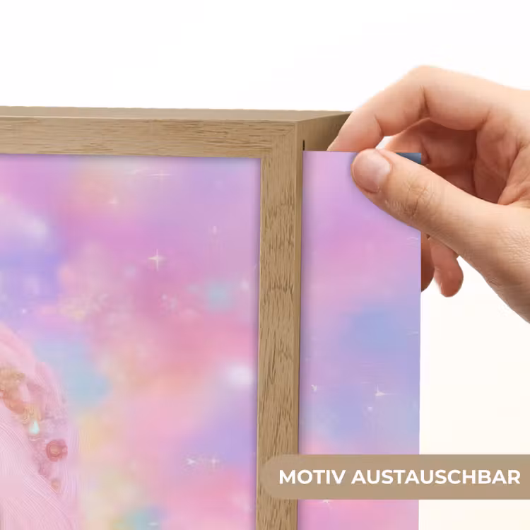 Meisje - Eenhoorn - Roze Light Box met batterij (Wandlamp kind) middel -USP_websiteprintDE