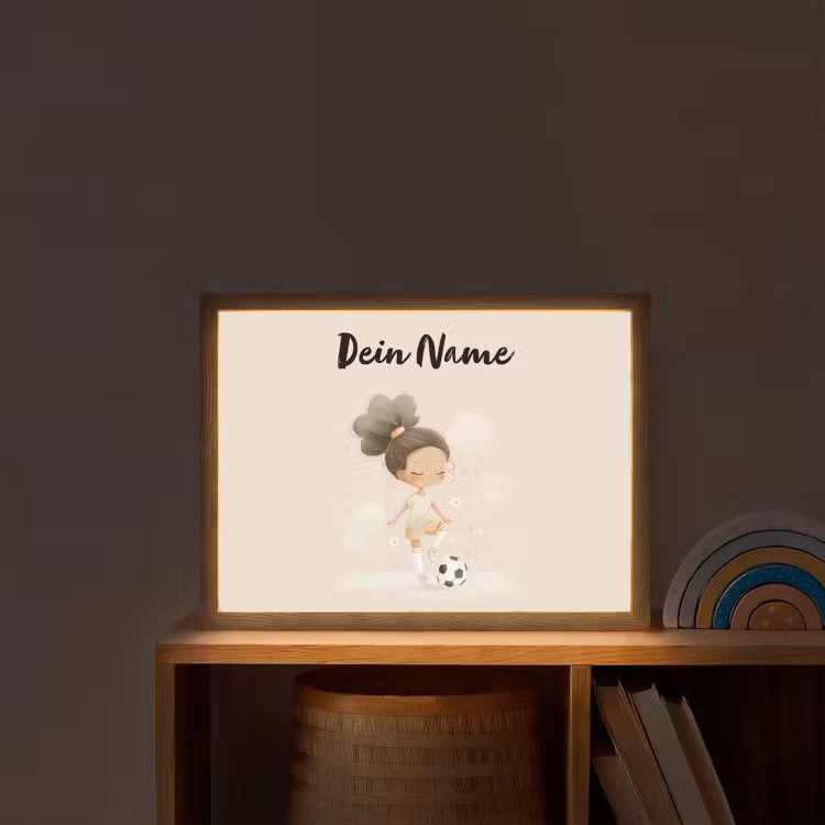 Meisje - Knot - Bruin - Voetbal Light Box met batterij (Wandlamp kind) middel -sfeer1_kind