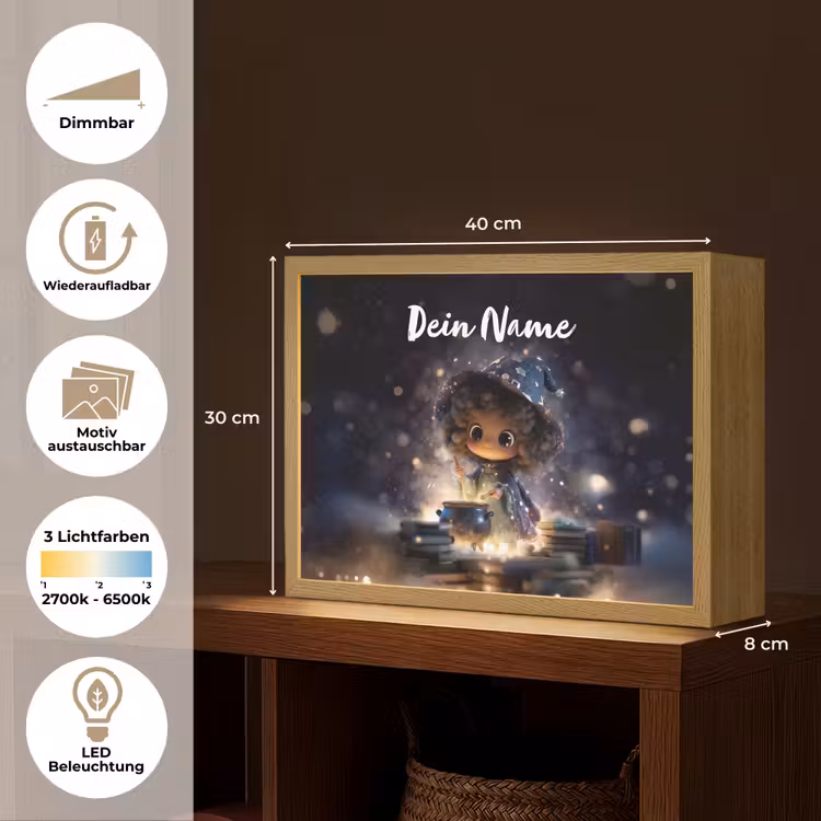 Meisje - Toveren - Sterren - Paars Light Box met batterij (Wandlamp kind) middel -USP_websiteoverzichtDE