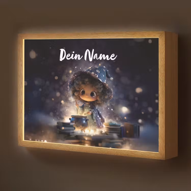Meisje - Toveren - Sterren - Paars Light Box met batterij (Wandlamp kind) middel -z3d_website