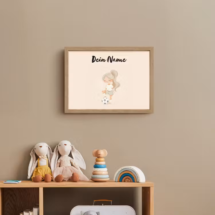 Meisje - Staart - Voetbal - Minimalistisch Light Box met batterij (Wandlamp kind) middel -sfeer2_kind