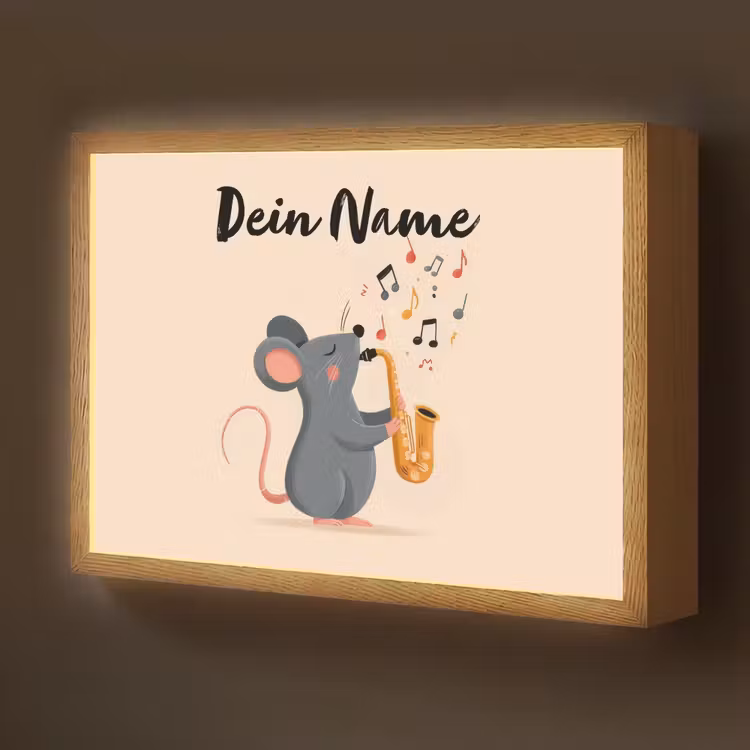 Muis - Saxofoon - Muzieknoten Light Box met batterij (Wandlamp kind) middel -z3d_website