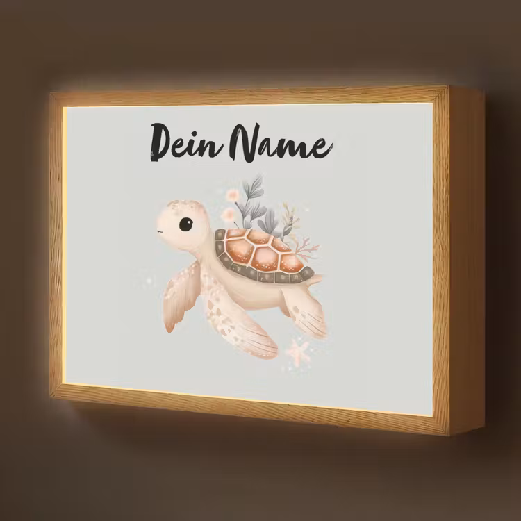 Zeeschildpad - Onderwaterwereld - Pastel Light Box met batterij (Wandlamp kind) middel -z3d_website