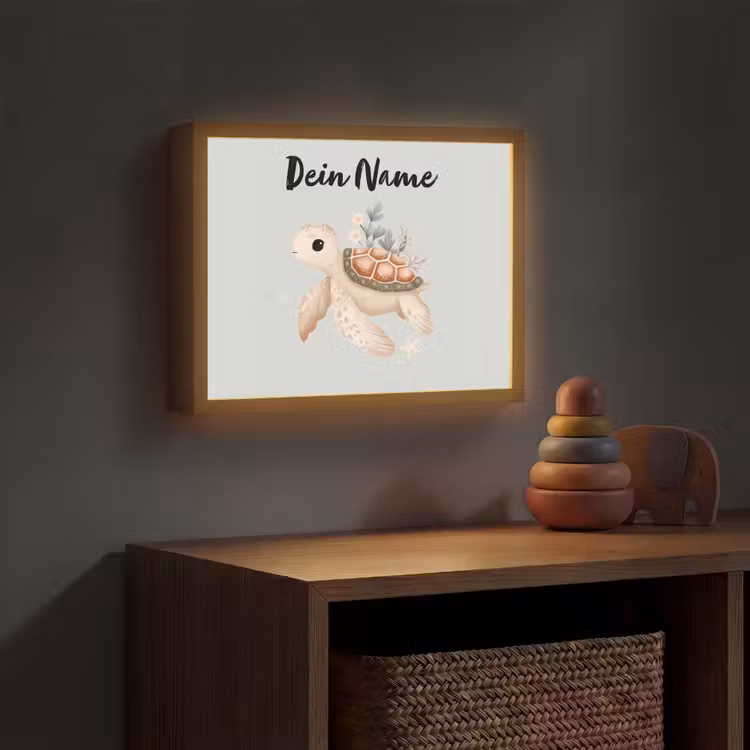 Zeeschildpad - Onderwaterwereld - Pastel Light Box met batterij (Wandlamp kind) middel -sfeer5_kind