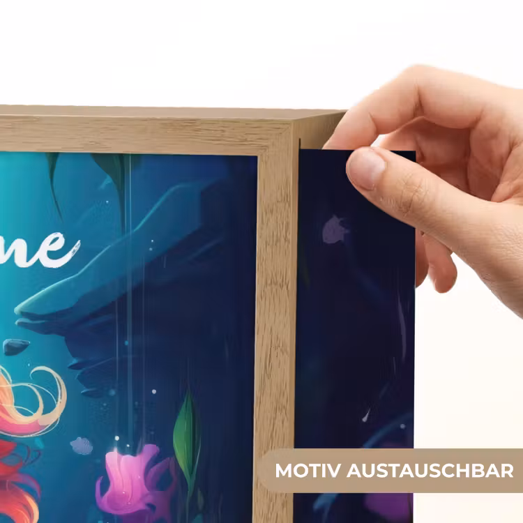Zeemeermin - Bloemen - Onderwater - Meisjes - Kind Light Box met batterij (Wandlamp kind) middel -USP_websiteprintDE