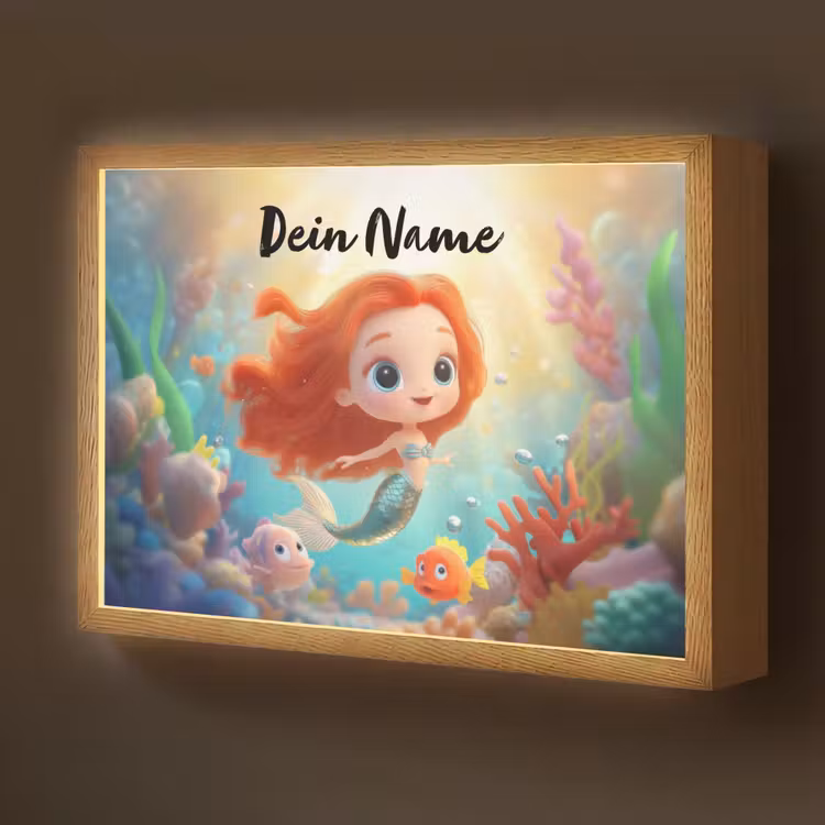 Zeemeermin - Vissen - Koraal Light Box met batterij (Wandlamp kind) middel -z3d_website