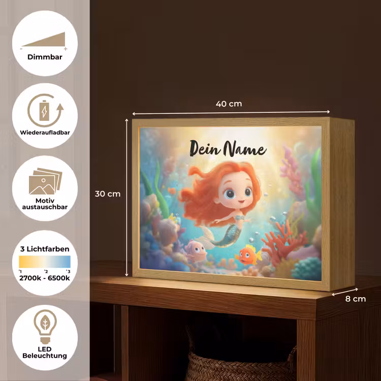 Zeemeermin - Vissen - Koraal Light Box met batterij (Wandlamp kind) middel -USP_websiteoverzichtDE
