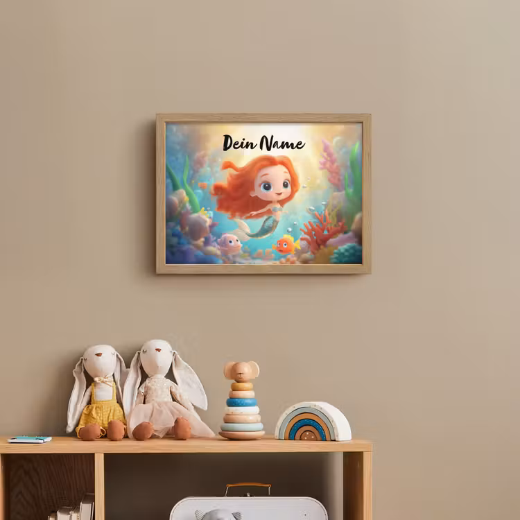 Zeemeermin - Vissen - Koraal Light Box met batterij (Wandlamp kind) middel -sfeer2_kind