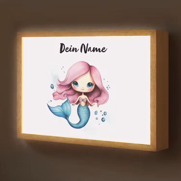 Zeemeermin - Roze Light Box met batterij (Wandlamp kind) middel -z3d_website
