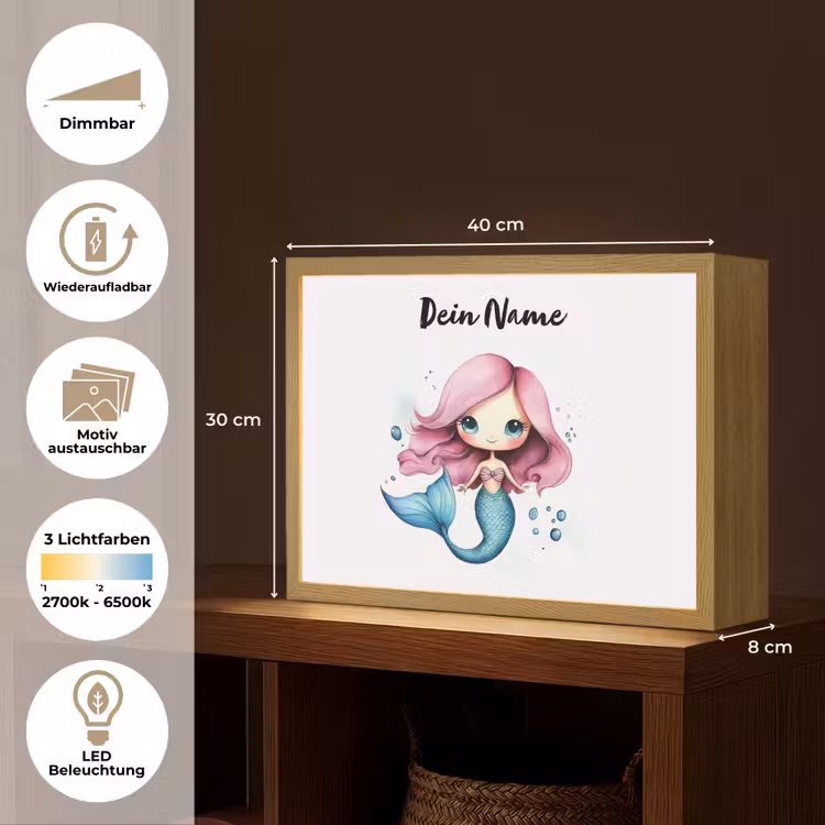 Zeemeermin - Roze Light Box met batterij (Wandlamp kind) middel -USP_websiteoverzichtDE