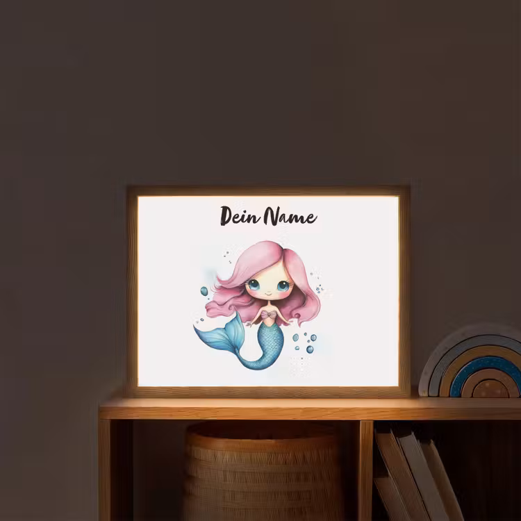 Zeemeermin - Roze Light Box met batterij (Wandlamp kind) middel -sfeer1_kind