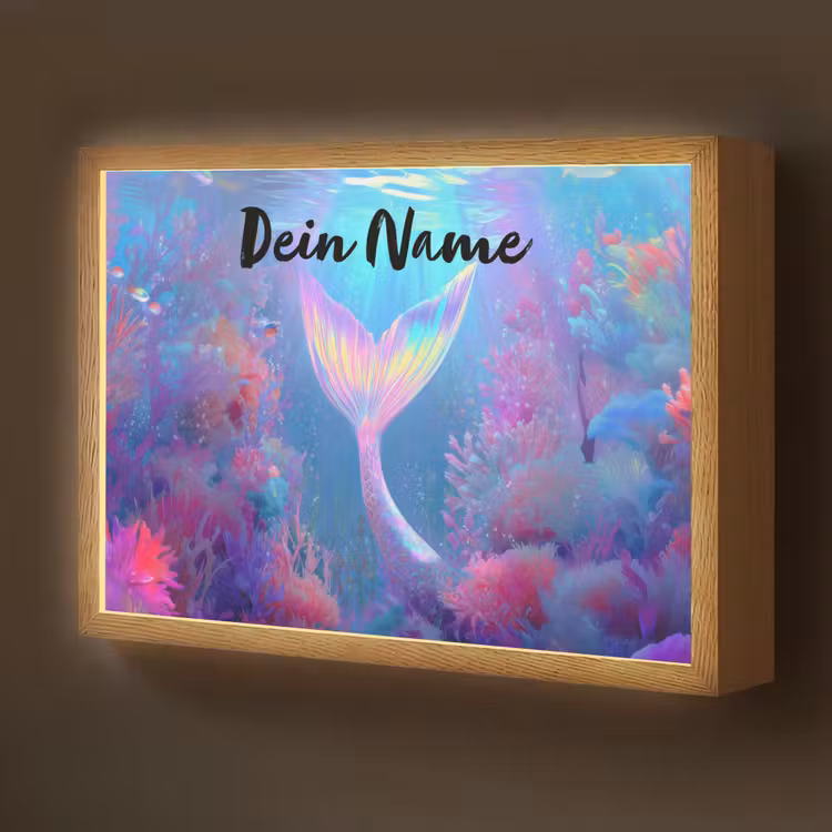 Zeemeerminnenstaart - Koraal - Water Light Box met batterij (Wandlamp kind) middel -z3d_website