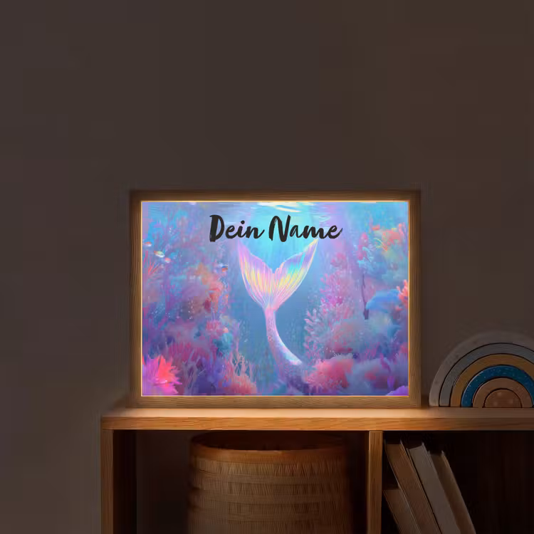 Zeemeerminnenstaart - Koraal - Water Light Box met batterij (Wandlamp kind) middel -sfeer1_kind