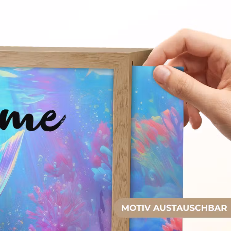 Zeemeerminnenstaart - Koraal - Water Light Box met batterij (Wandlamp kind) middel -USP_websiteprintDE