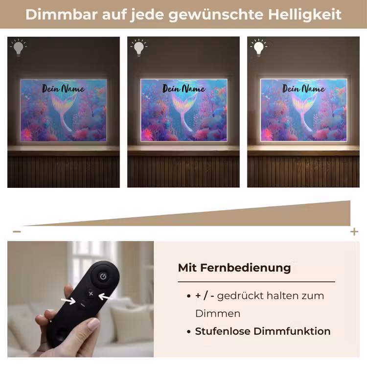 Zeemeerminnenstaart - Koraal - Water Light Box met batterij (Wandlamp kind) middel -USP_dimbaarDE