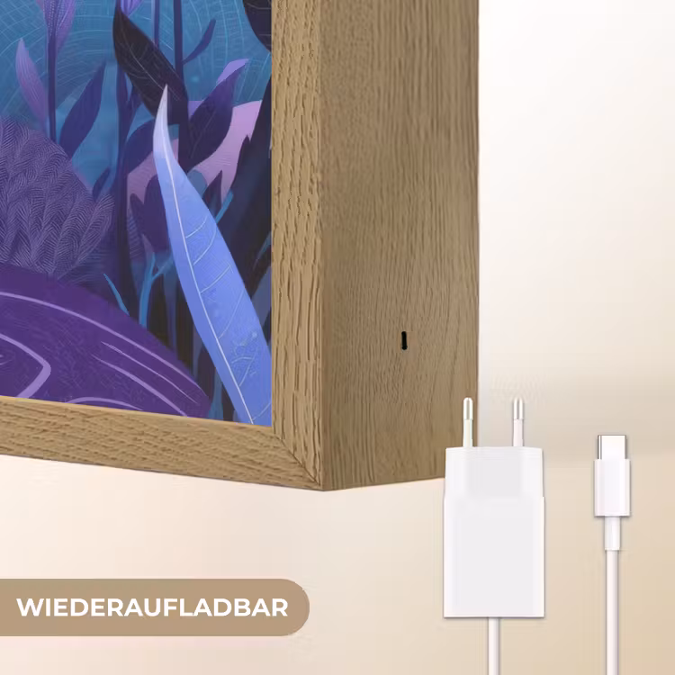 Zeemeerminnenstaart - Onderwaterplanten - Paars - Blauw Light Box met batterij (Wandlamp kind) middel -USP_websiteoplaadbaarDE