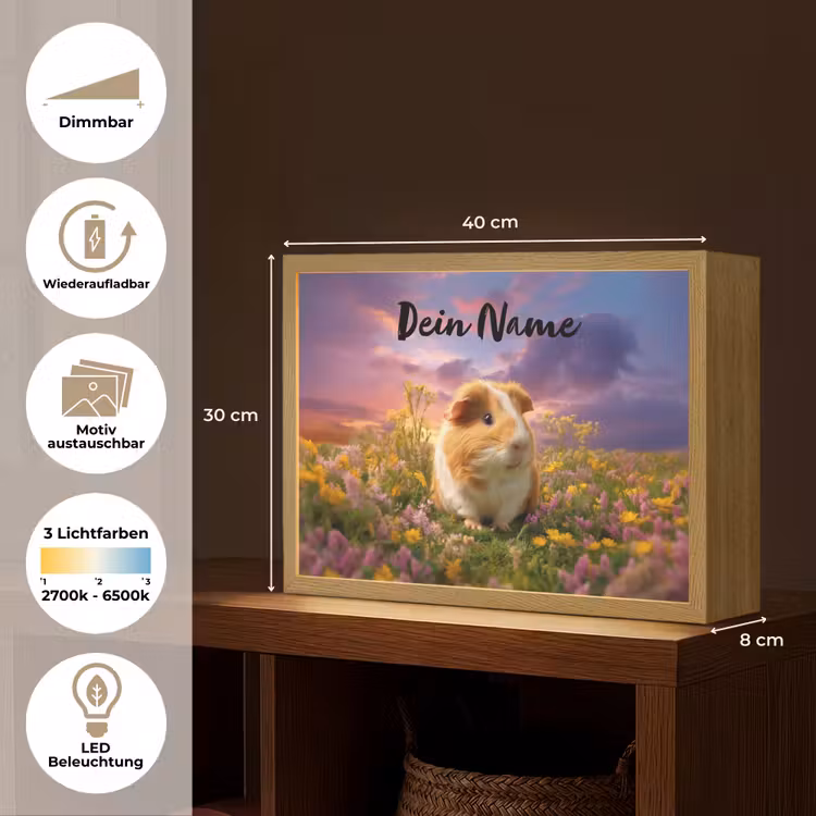 Cavia - Kleurrijk - Bloemen Light Box met batterij (Wandlamp kind) middel -USP_websiteoverzichtDE
