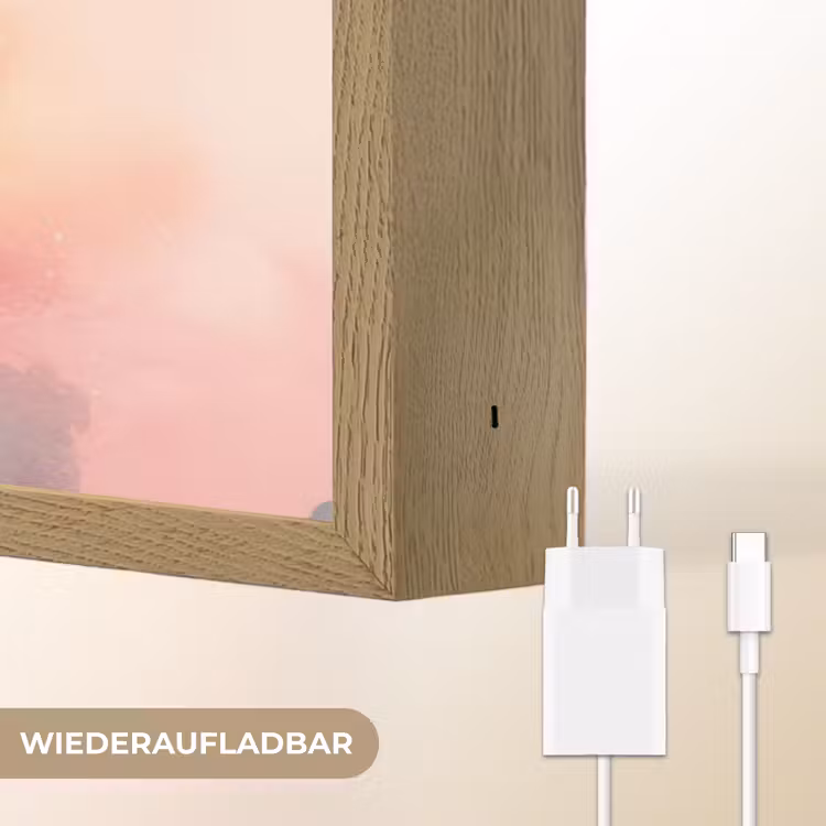Maan - Gezichtje - Sterren - Roze Light Box met batterij (Wandlamp kind) middel -USP_websiteoplaadbaarDE