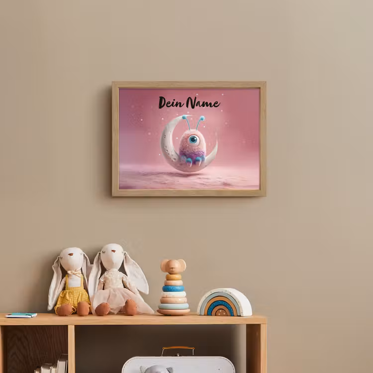 Maan - Monster - Roze Light Box met batterij (Wandlamp kind) middel -sfeer2_kind