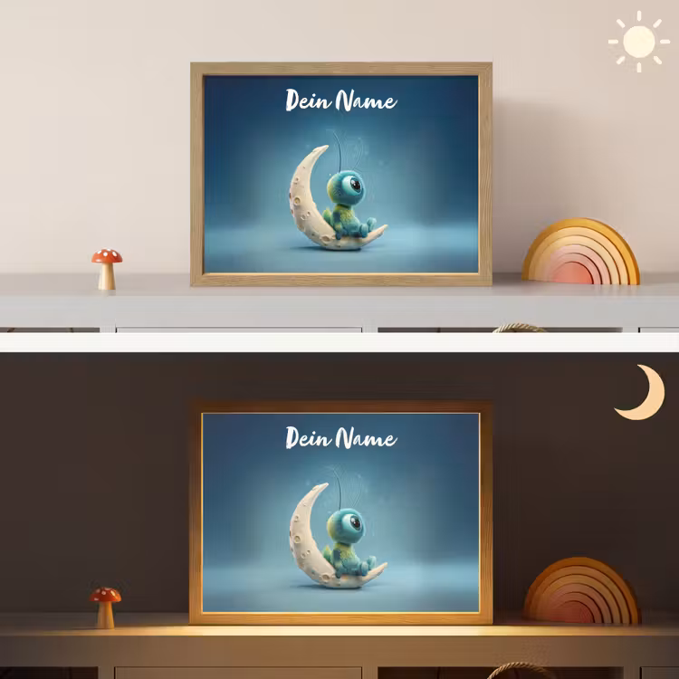 Maan - Ruimtewezen - Blauw Light Box met batterij (Wandlamp kind) middel -sfeer3_kind