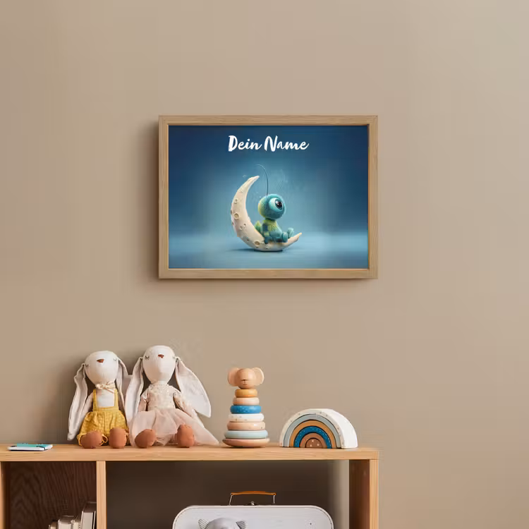 Maan - Ruimtewezen - Blauw Light Box met batterij (Wandlamp kind) middel -sfeer2_kind