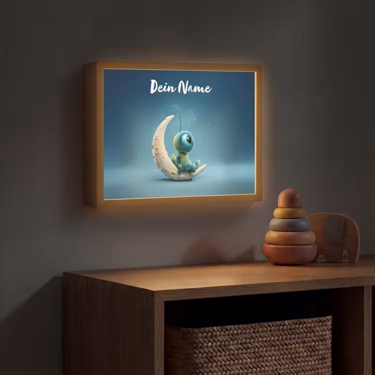 Maan - Ruimtewezen - Blauw Light Box met batterij (Wandlamp kind) middel -sfeer5_kind