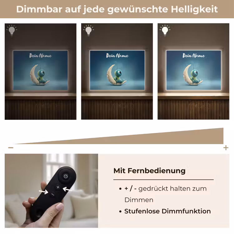 Maan - Ruimtewezen - Blauw Light Box met batterij (Wandlamp kind) middel -USP_dimbaarDE