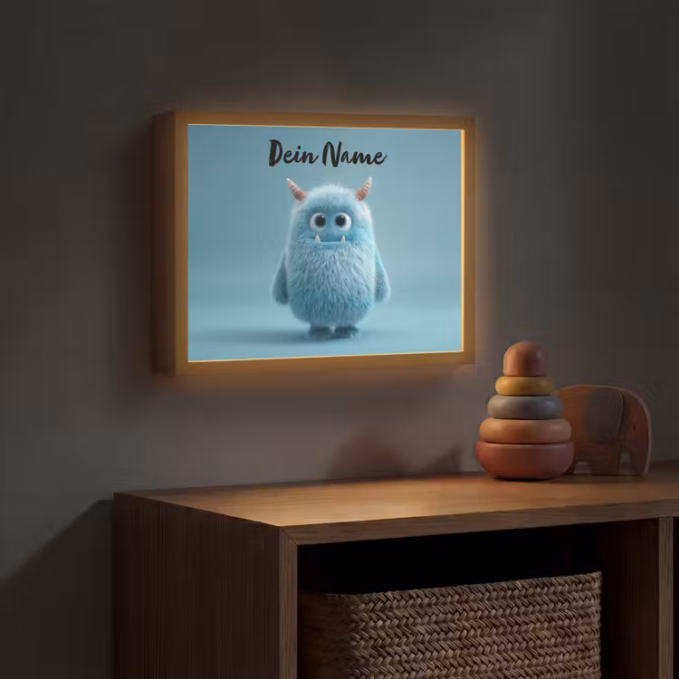 Monster - Blauw Light Box met batterij (Wandlamp kind) middel -sfeer5_kind