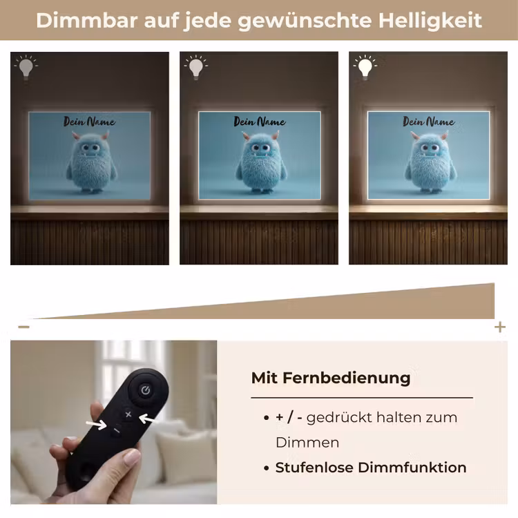 Monster - Blauw Light Box met batterij (Wandlamp kind) middel -USP_dimbaarDE