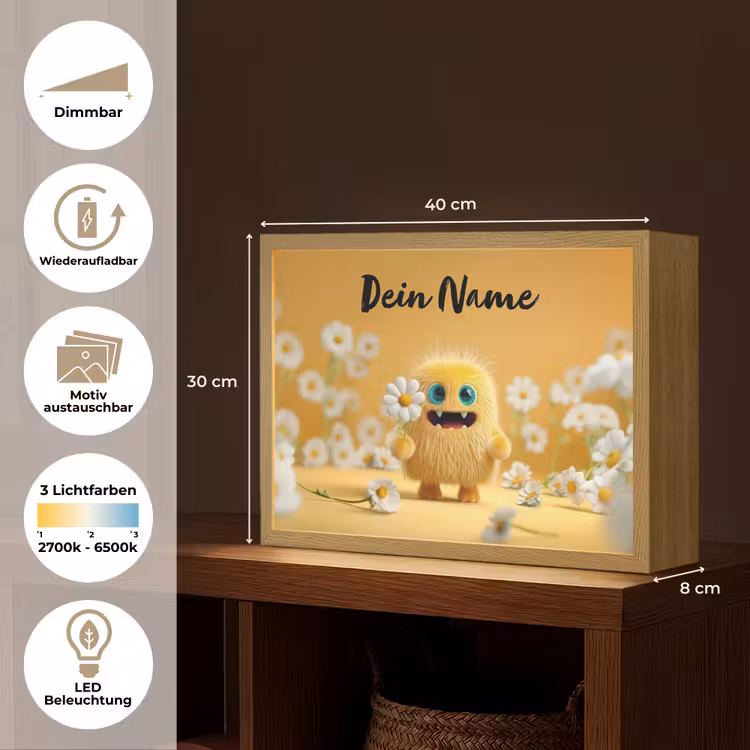 Monster - Geel - Madeliefjes Light Box met batterij (Wandlamp kind) middel -USP_websiteoverzichtDE