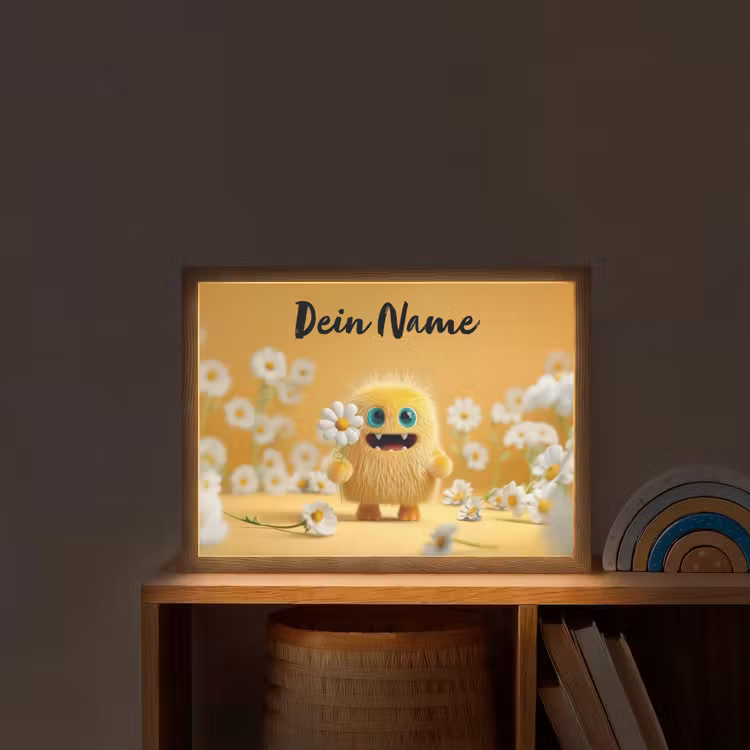 Monster - Geel - Madeliefjes Light Box met batterij (Wandlamp kind) middel -sfeer1_kind