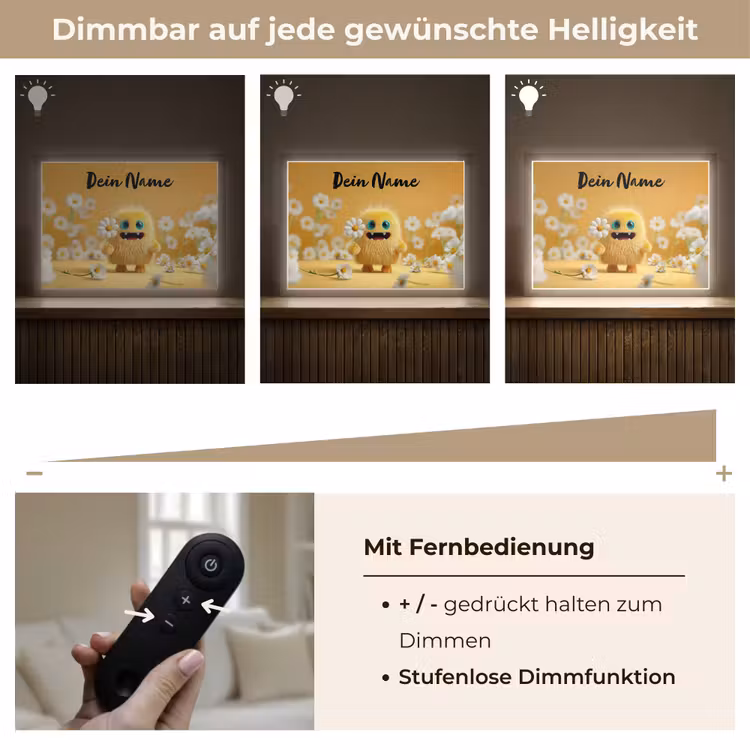 Monster - Geel - Madeliefjes Light Box met batterij (Wandlamp kind) middel -USP_dimbaarDE