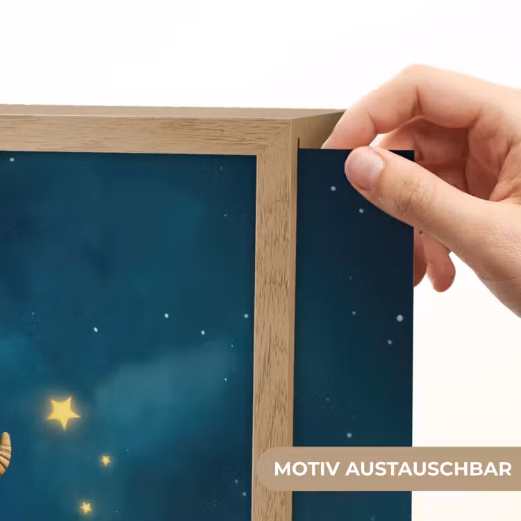 Monster - Groen - Maan - Wolken Light Box met batterij (Wandlamp kind) middel -USP_websiteprintDE