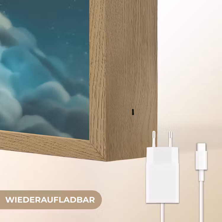 Monster - Groen - Maan - Wolken Light Box met batterij (Wandlamp kind) middel -USP_websiteoplaadbaarDE
