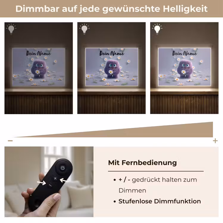 Monster - Paars - Madeliefjes Light Box met batterij (Wandlamp kind) middel -USP_dimbaarDE