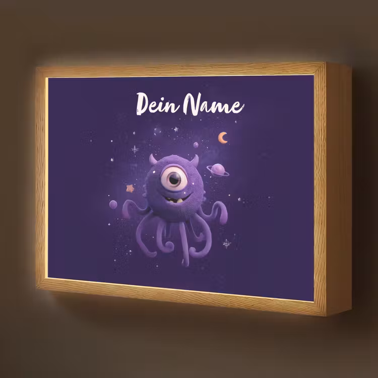 Monster - Paars - Ruimte Light Box met batterij (Wandlamp kind) middel -z3d_website