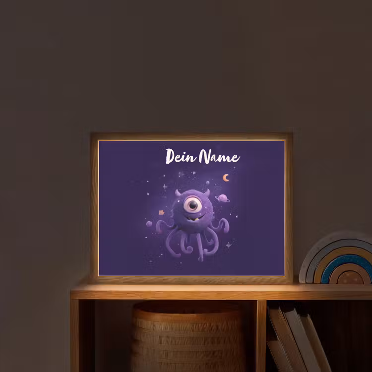 Monster - Paars - Ruimte Light Box met batterij (Wandlamp kind) middel -sfeer1_kind