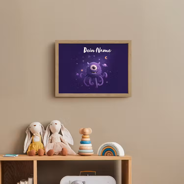 Monster - Paars - Ruimte Light Box met batterij (Wandlamp kind) middel -sfeer2_kind
