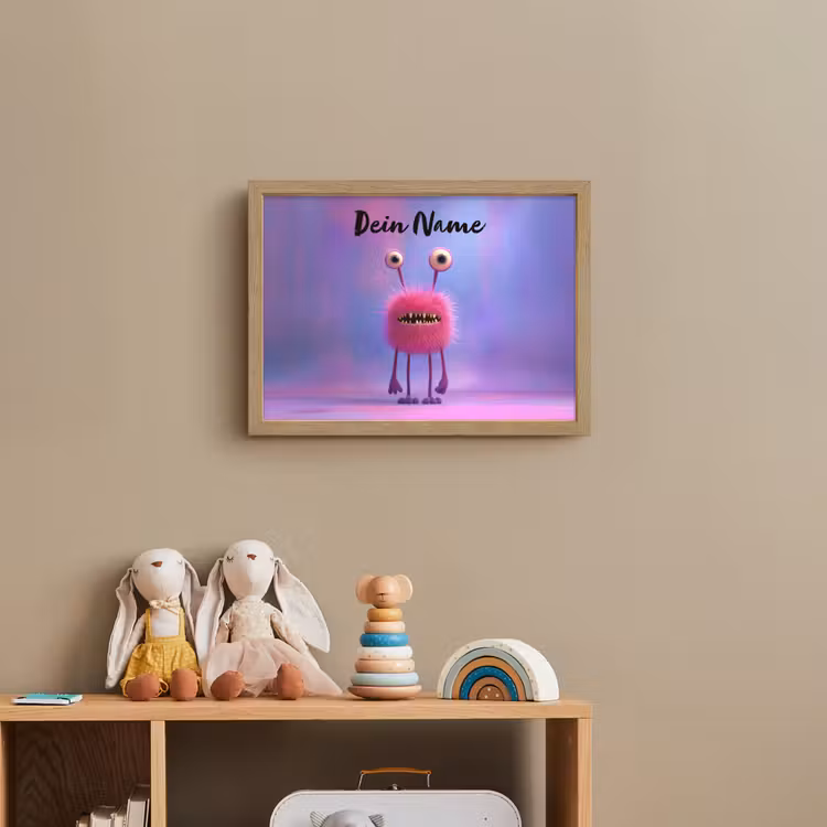 Monster - Roze - Paars Light Box met batterij (Wandlamp kind) middel -sfeer2_kind