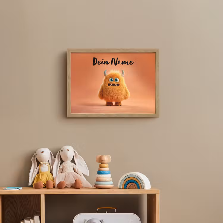Monster - Knuffel - Oranje Light Box met batterij (Wandlamp kind) middel -sfeer2_kind