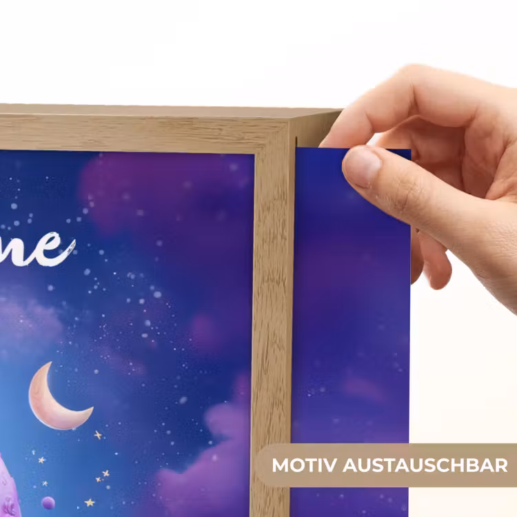 Monster - Ruimte - Sterren - Paars Light Box met batterij (Wandlamp kind) middel -USP_websiteprintDE
