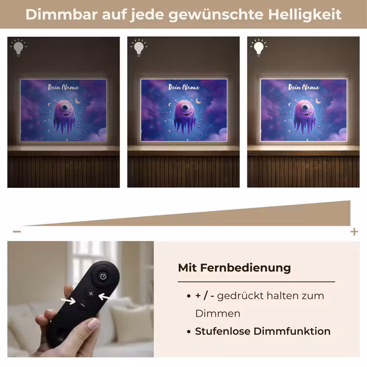 Monster - Ruimte - Sterren - Paars Light Box met batterij (Wandlamp kind) middel -USP_dimbaarDE