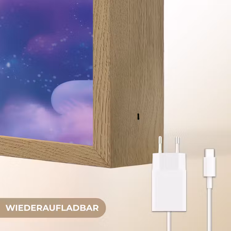 Monster - Ruimte - Sterren - Paars Light Box met batterij (Wandlamp kind) middel -USP_websiteoplaadbaarDE
