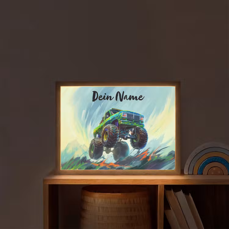 Monstertruck - Auto - Jongens - Groen Light Box met batterij (Wandlamp kind) middel -sfeer1_kind