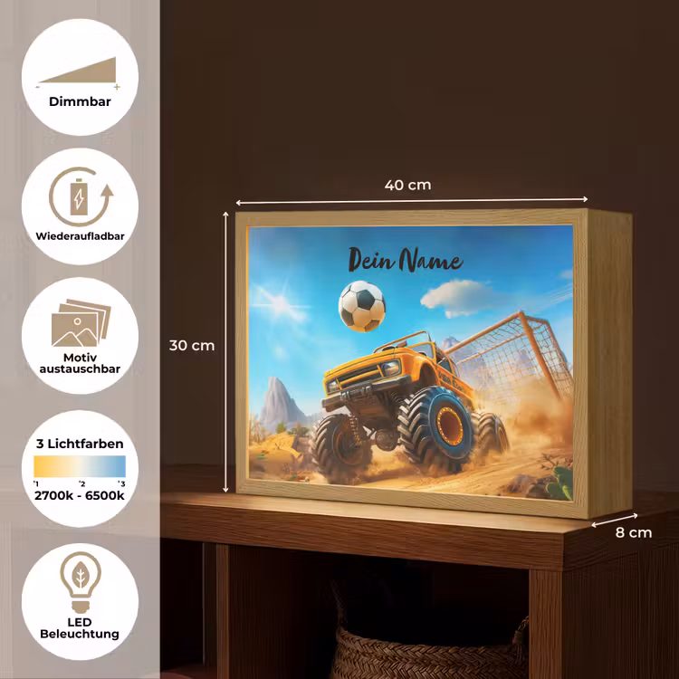 Monstertruck - Voetbal - Woestijn Light Box met batterij (Wandlamp kind) middel -USP_websiteoverzichtDE