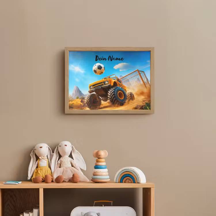 Monstertruck - Voetbal - Woestijn Light Box met batterij (Wandlamp kind) middel -sfeer2_kind